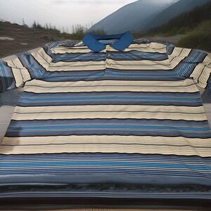 Nike Shirt Mens Large Golf Tour  Performance Dri-Fit Olympic Golf Striped Polo